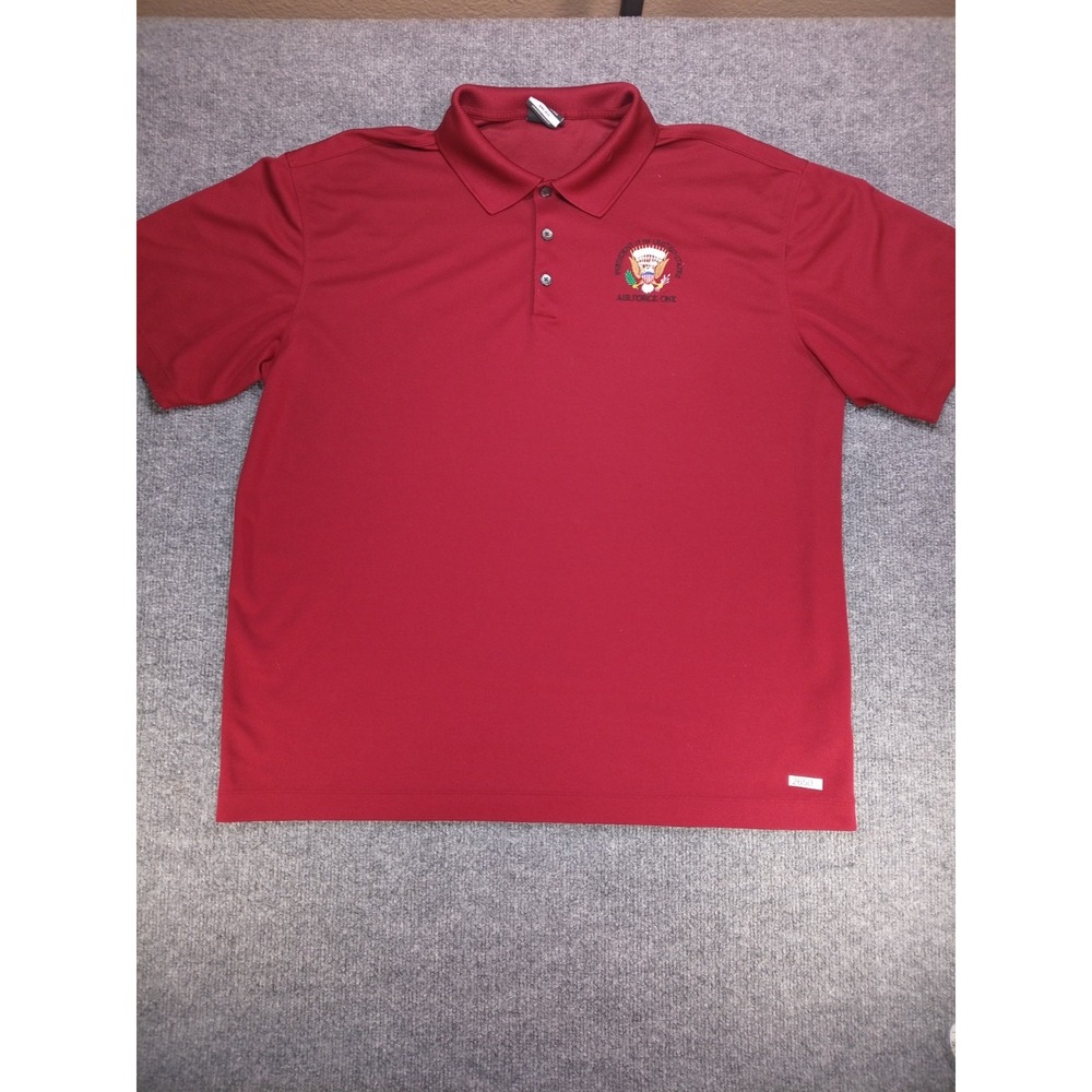 Nike Golf Air Force One Presidential Seal Polo Shirt Men's XL Red Dri-FIT USA